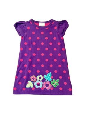 Hanna Andersson Floral Appliqué Knit Swetaer Dress Size 4